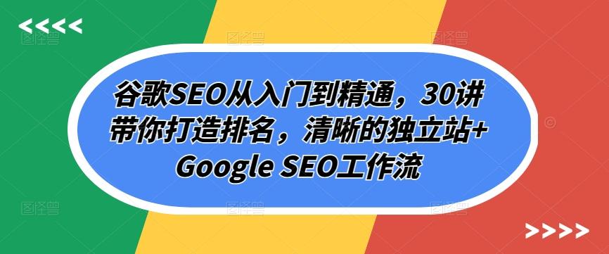谷歌SEO从入门到精通，30讲带你打造排名，清晰的独立站+Google SEO工作流-氚客吧