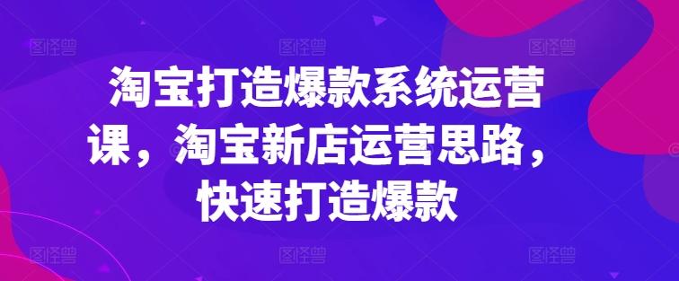 淘宝打造爆款系统运营课，淘宝新店运营思路，快速打造爆款-氚客吧