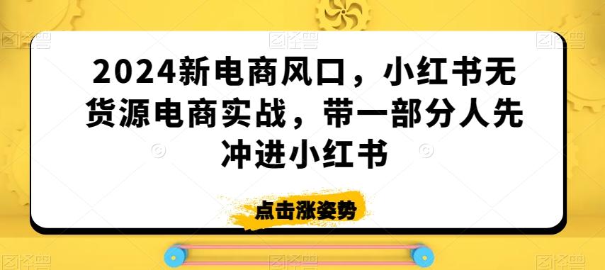 2024新电商风口，小红书无货源电商实战，带一部分人先冲进小红书-氚客吧