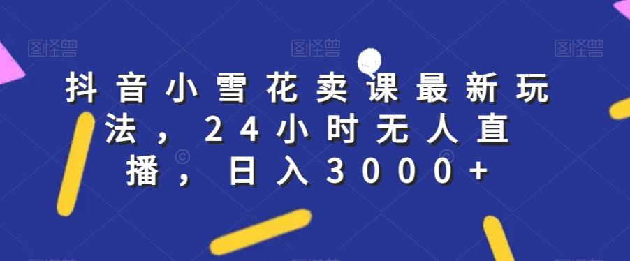 抖音小雪花卖课最新玩法，24小时无人直播，日入3000+【揭秘】-氚客吧
