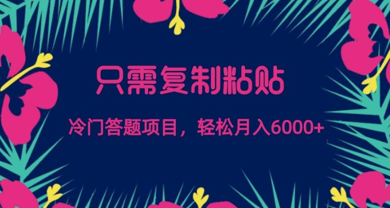 只需复制粘贴，冷门答题项目，轻松月入6000-氚客吧