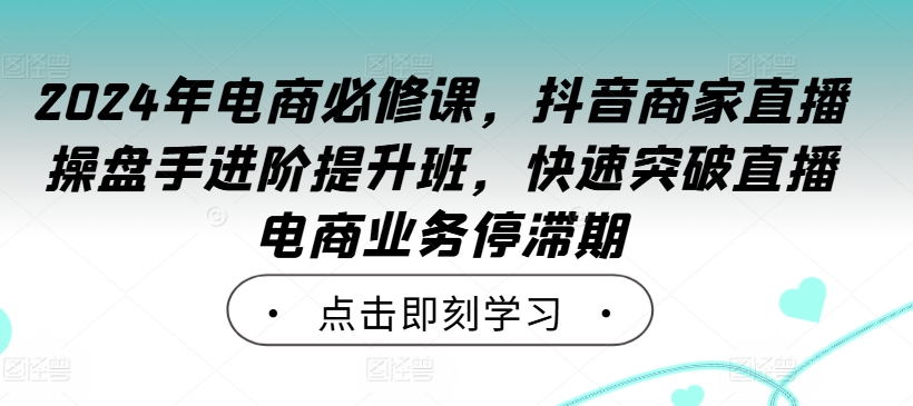 2024年电商必修课，抖音商家直播操盘手进阶提升班，快速突破直播电商业务停滞期-氚客吧