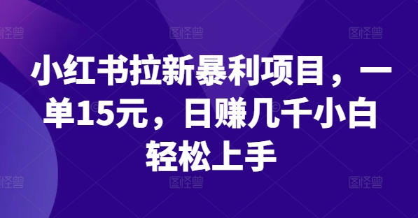 小红书拉新暴利项目，一单15元，日赚几千小白轻松上手【揭秘】-氚客吧