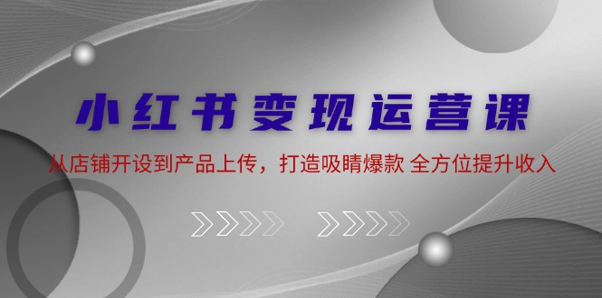 小红书变现运营课：从店铺开设到产品上传，打造吸睛爆款 全方位提升收入-氚客吧