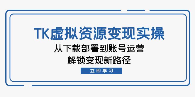 TK虚拟资料变现实操：从下载部署到账号运营，解锁变现新路径-氚客吧
