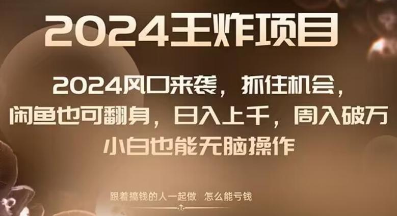 2024风口项目来袭，抓住机会，闲鱼也可翻身，日入上千，周入破万，小白也能无脑操作-氚客吧