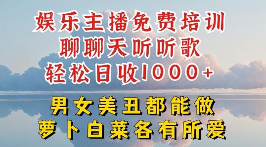 娱乐主播免费培训聊聊天听听歌轻松日收1K+，男女美丑都能做萝卜白菜各有所爱【揭秘】-氚客吧