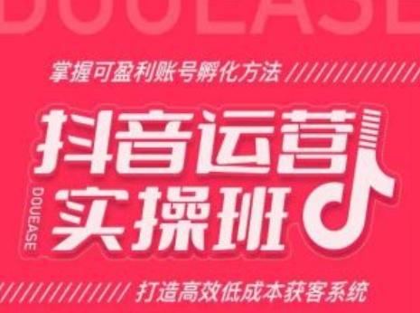 抖音运营实操班，掌握可盈利账号孵化方法，打造高效低成本获客系统-氚客吧