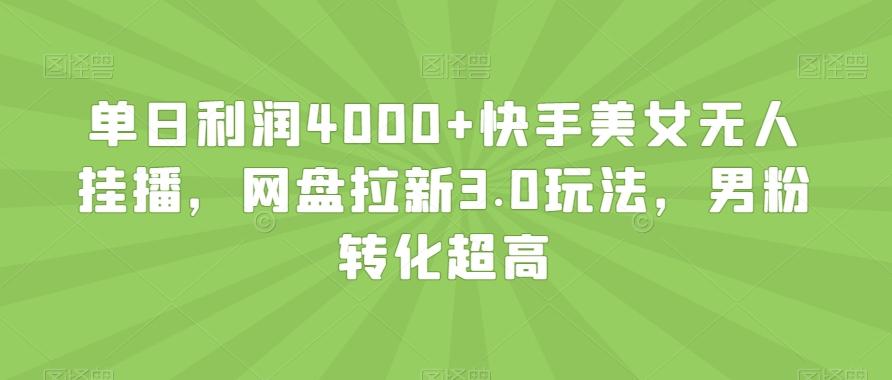 单日利润4000+快手美女无人挂播，网盘拉新3.0玩法，男粉转化超高【揭秘】-氚客吧