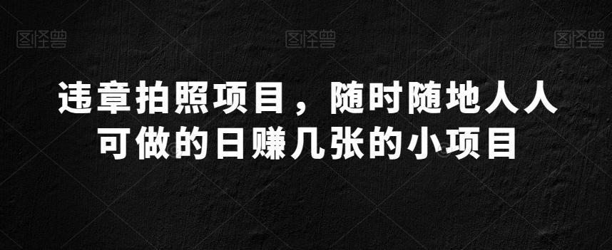 违章拍照项目，随时随地人人可做的日赚几张的小项目-氚客吧