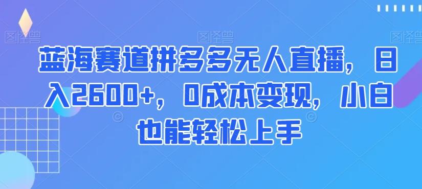 蓝海赛道拼多多无人直播，日入2600+，0成本变现，小白也能轻松上手【揭秘】-氚客吧