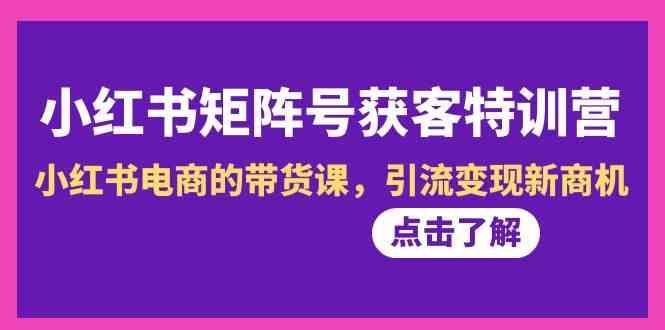 小红书矩阵号获客特训营-第10期，小红书电商的带货课，引流变现新商机-氚客吧