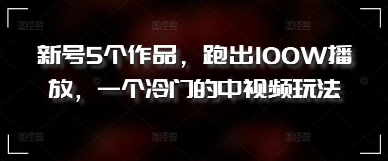 新号5个作品，跑出100W播放，一个冷门的中视频玩法【揭秘】-氚客吧