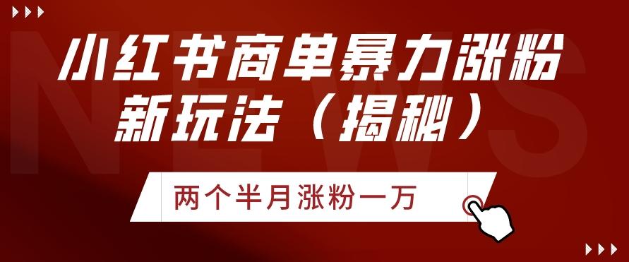 小红书商单暴力涨粉新玩法两个半月涨粉一万（揭秘）-氚客吧