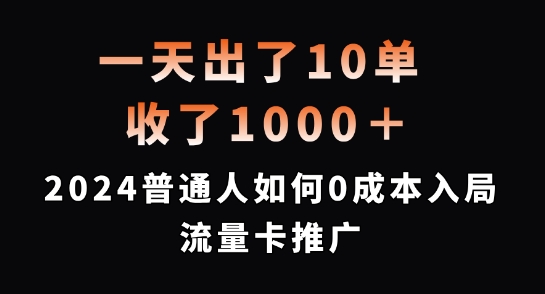 一天出了10单，收了1000+，2024普通人如何0成本入局流量卡推广【揭秘】-氚客吧