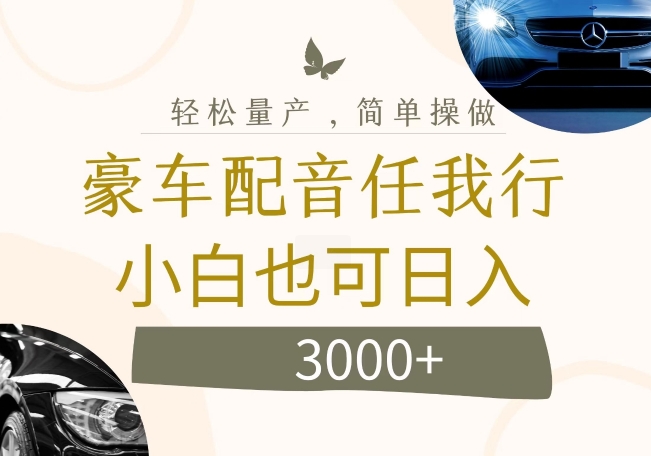 不为人知的暴力小项目，豪车配音，日入几张【揭秘】-氚客吧