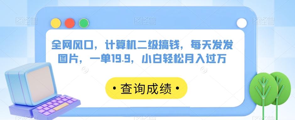 全网风口，计算机二级搞钱，每天发发图片，一单19.9，小白轻松月入过万【揭秘】-氚客吧
