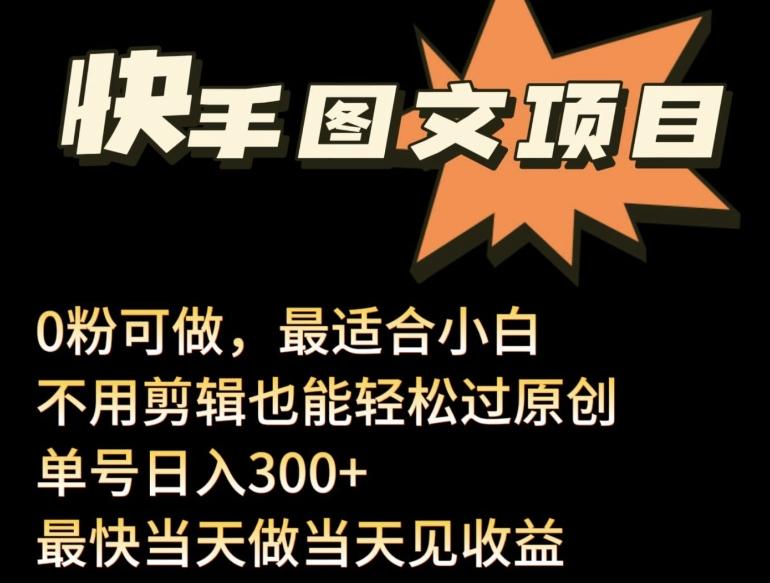 24年最新快手图文带货项目，零粉可做，不用剪辑轻松过原创单号轻松日入300+【揭秘】-氚客吧