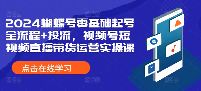 2024蝴蝶号零基础起号全流程+投流，视频号短视频直播带货运营实操课-氚客吧