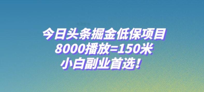 今日头条掘金低保项目，8000播放=150米，小白副业首选【揭秘】-氚客吧