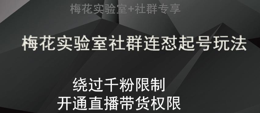 梅花实验室社群连怼起号玩法，视频号绕过千粉限制，开通直播带货权限【揭秘】-氚客吧