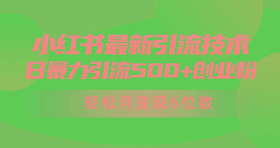 (9871期)日引500+月变现六位数24年最新小红书暴力引流兼职粉教程-氚客吧