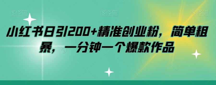 小红书日引200+精准创业粉，简单粗暴，一分钟一个爆款作品【揭秘】-氚客吧