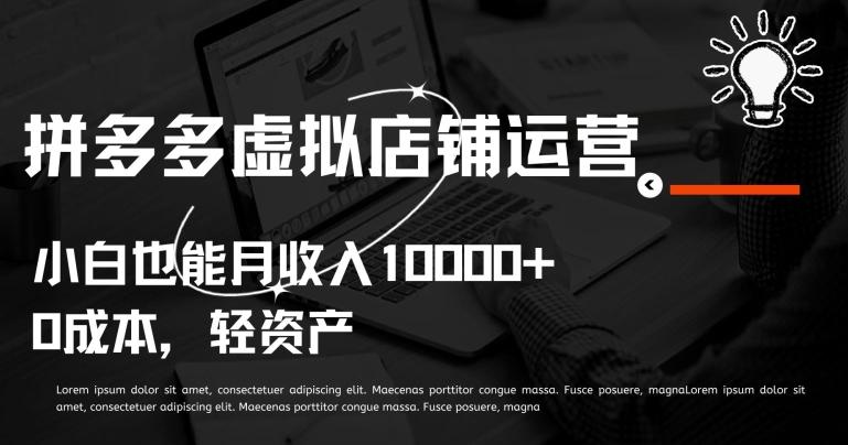 拼多多虚拟店铺运营小白也能月收入10000+【揭秘】-氚客吧