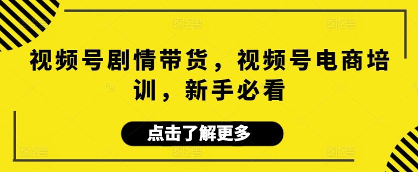 视频号剧情带货，视频号电商培训，新手必看-氚客吧