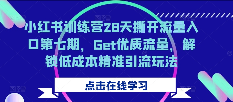 小红书训练营28天撕开流量入口第七期，Get优质流量，解锁低成本精准引流玩法-氚客吧