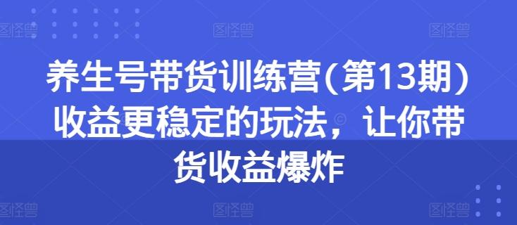 养生号带货训练营(第13期)收益更稳定的玩法，让你带货收益爆炸-氚客吧