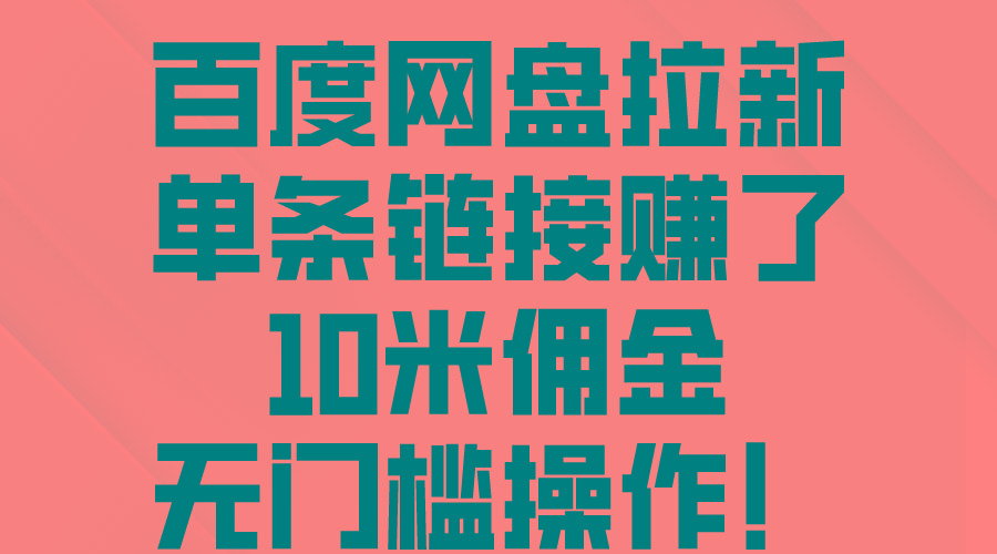 百度网盘拉新，单条链接赚了10米佣金，无门槛操作！-氚客吧