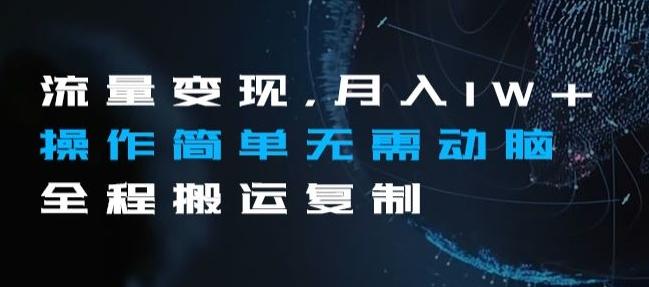 流量变现，月入1W+操作简单无需动脑全程搬运复制【揭秘】-氚客吧