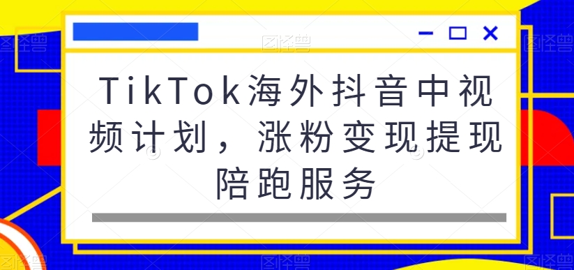 TikTok海外抖音中视频计划，涨粉变现提现陪跑服务-氚客吧
