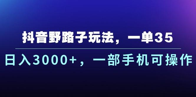 抖音野路子玩法，一单35.日入3000+，一部手机可操作-氚客吧