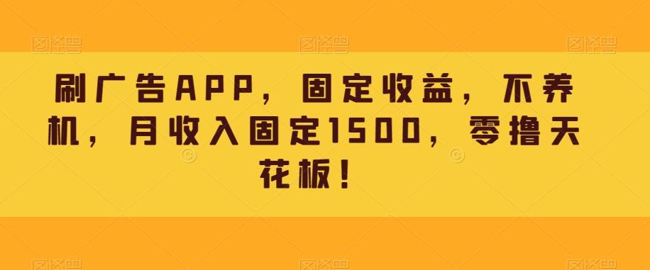刷广告APP，固定收益，不养机，月收入固定1500，零撸天花板！-氚客吧