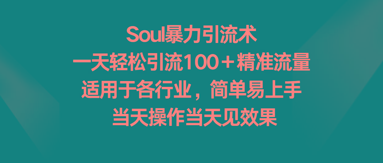 Soul暴力引流术，一天轻松引流100＋精准流量，适用于各行业，简单易上手！-氚客吧