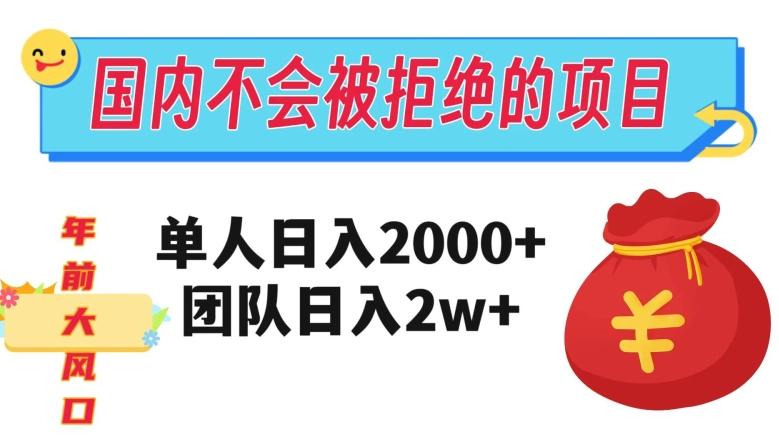 在国内不怕被拒绝的项目，单人日入2000，团队日入20000+【揭秘】-氚客吧