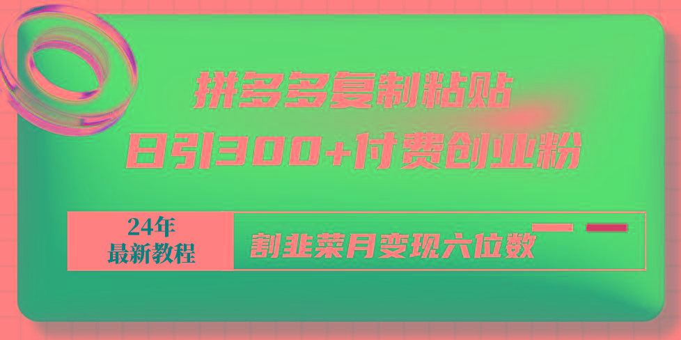 拼多多复制粘贴日引300+付费创业粉，割韭菜月变现六位数最新教程！-氚客吧