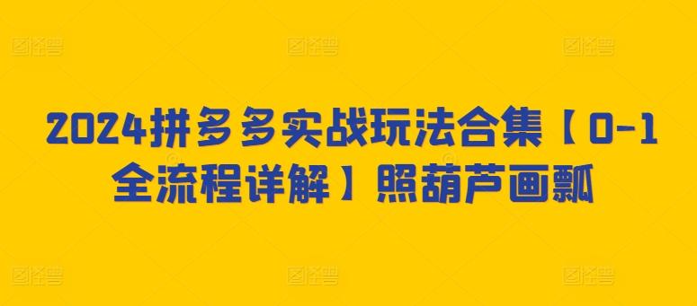 2024拼多多实战玩法合集【0-1全流程详解】照葫芦画瓢-氚客吧
