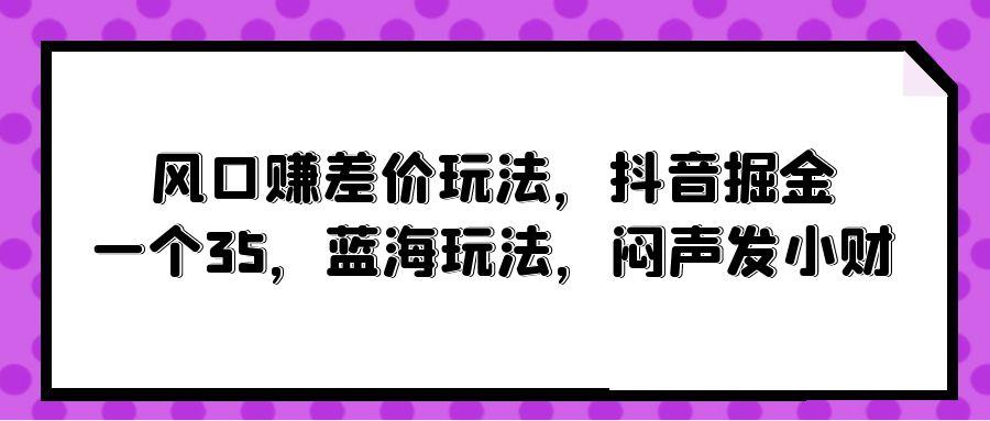 (10022期)风口赚差价玩法，抖音掘金，一个35，蓝海玩法，闷声发小财-氚客吧