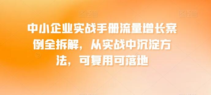 中小企业实战手册流量增长案例全拆解，从实战中沉淀方法，可复用可落地-氚客吧