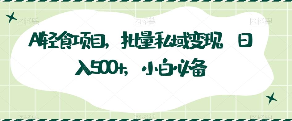 AI轻食项目，批量私域变现，日入500+，小白必备-氚客吧
