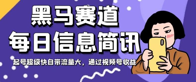 黑马赛道每日信息简讯，起号超级快自带流量大，通过视频号收益【揭秘】-氚客吧