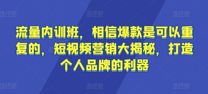 流量内训班，相信爆款是可以重复的，短视频营销大揭秘，打造个人品牌的利器-氚客吧