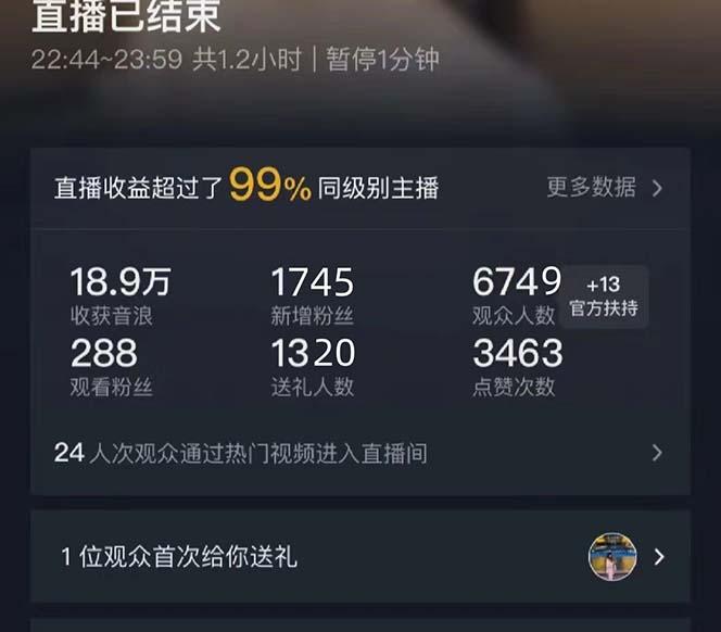 抖音美女直播，单场收益7000+,新手小白也可操作-氚客吧