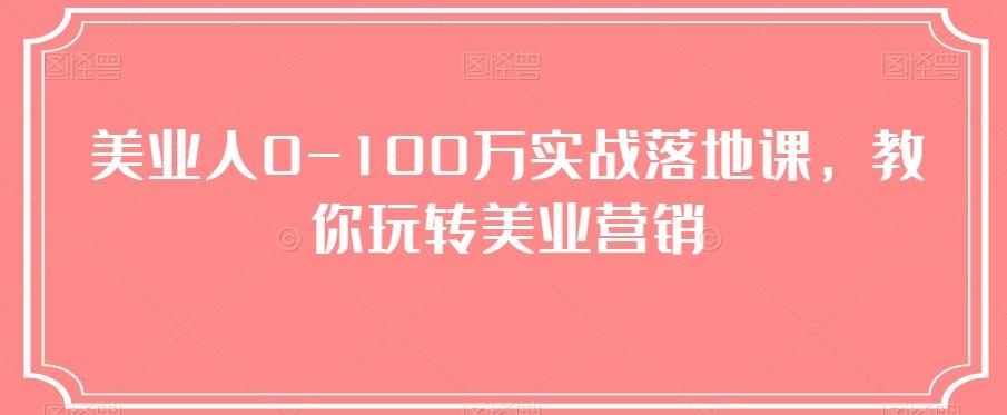 美业人0-100万实战落地课，教你玩转美业营销-氚客吧