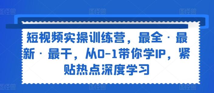 短视频实操训练营，最全·最新·最干，从0-1带你学IP，紧贴热点深度学习-氚客吧