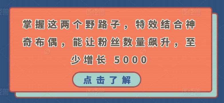 掌握这两个野路子，特效结合神奇布偶，能让粉丝数量飙升，至少增长 5000【揭秘】-氚客吧