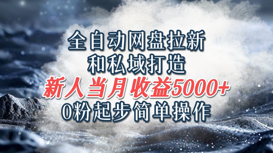 全自动网盘拉新和私域打造，0粉起步简单操作，新人入门当月收益5000以上-氚客吧